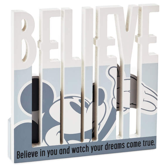 Disney Mickey Mouse Believe Wood Quote Sign, 6x6, , large image number 1