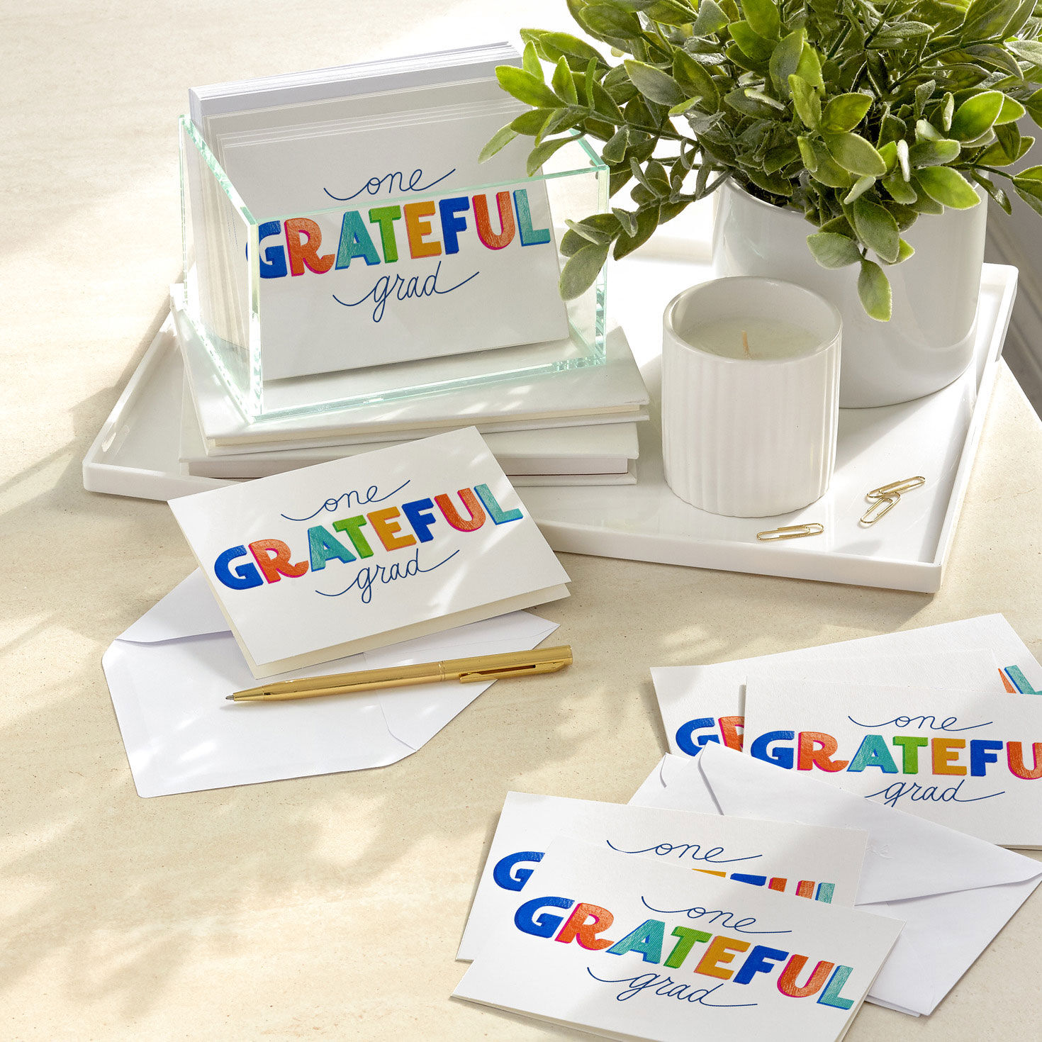 Rainbow Lettering Graduation Thank You Notes Pack in use image number 7