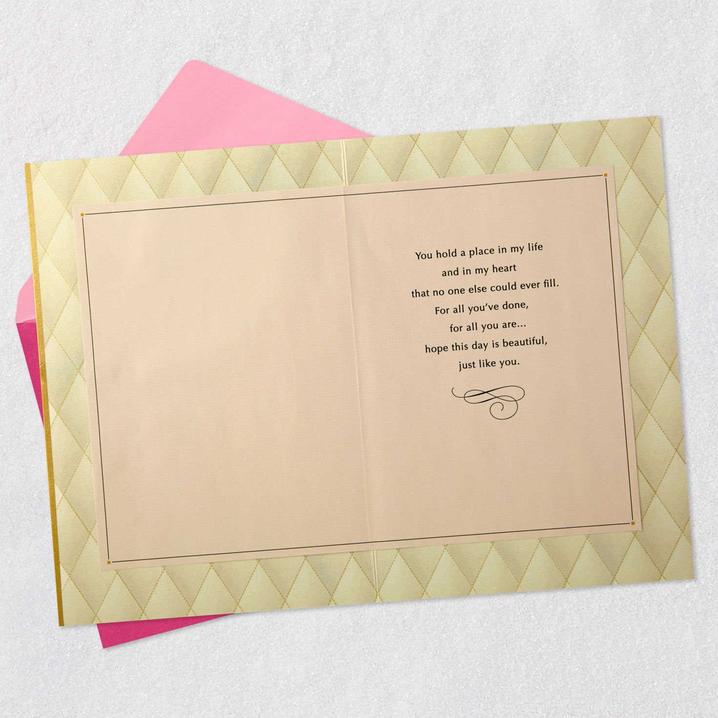 Floral Butterfly on Diamond Pattern Mother's Day Card Open card with envelope image number 3