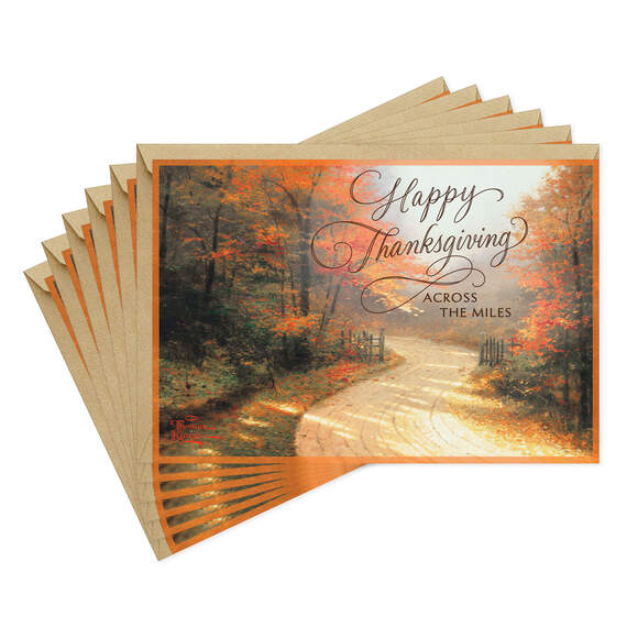 Thomas Kinkade Autumn Lane Thanksgiving Cards, Pack of 6, , large image number 1