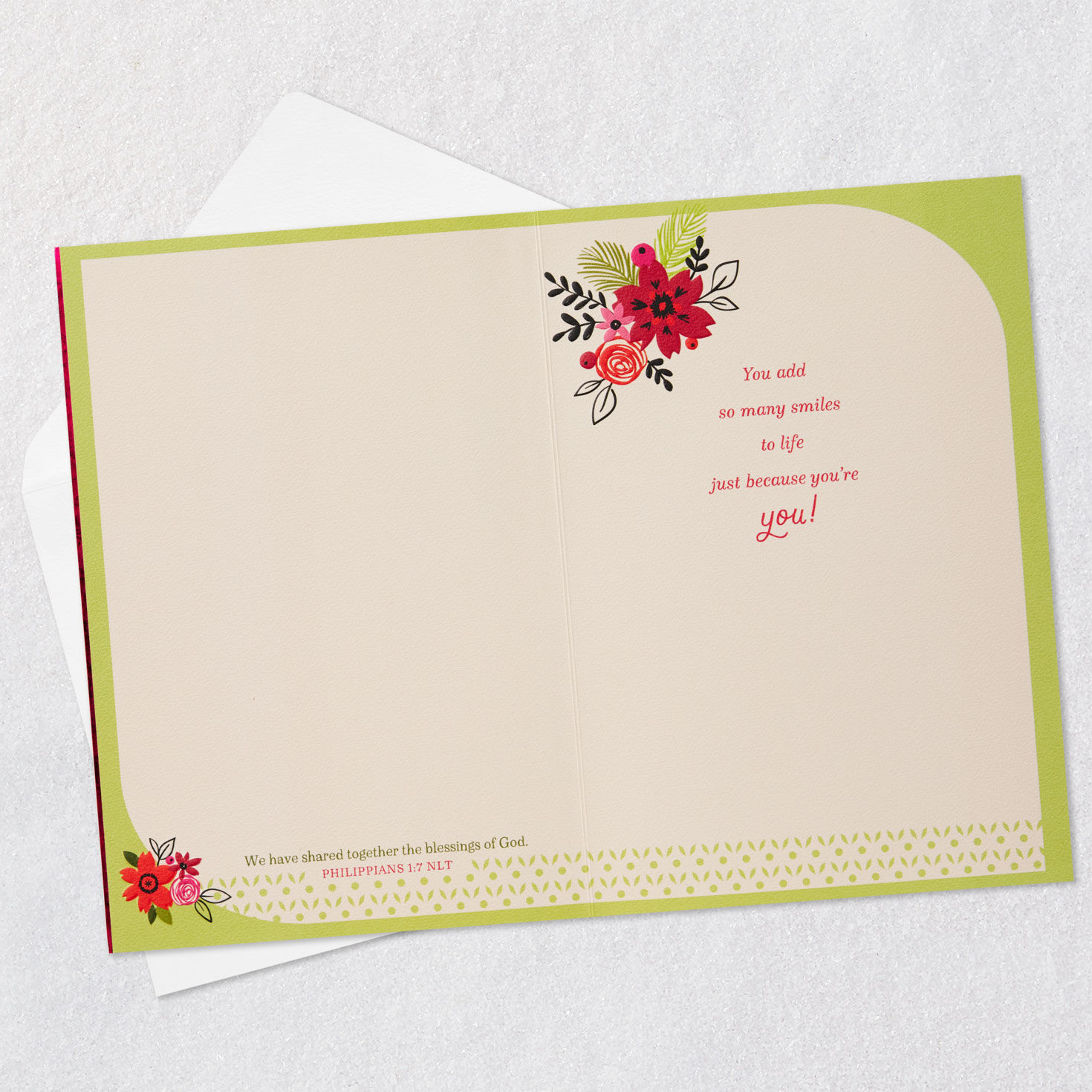 Poinsettia Religious Christmas Card for Daughter Open card with envelope image number 4