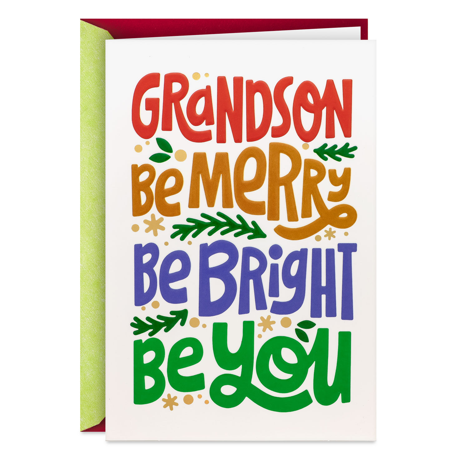 Be Merry, Bright, You Christmas Card for Grandson