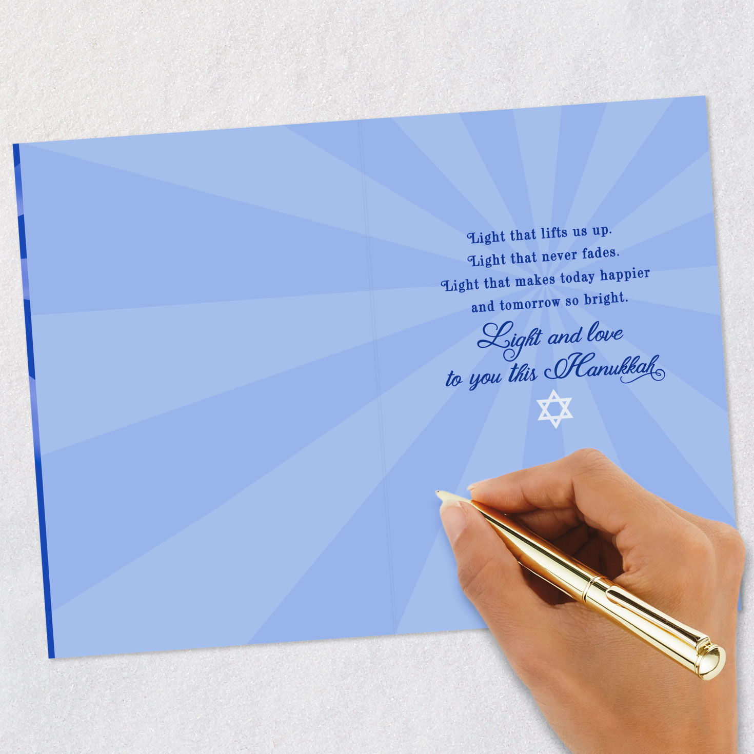 Radiant Silver and Blue Star of David Hanukkah Card  image number 6