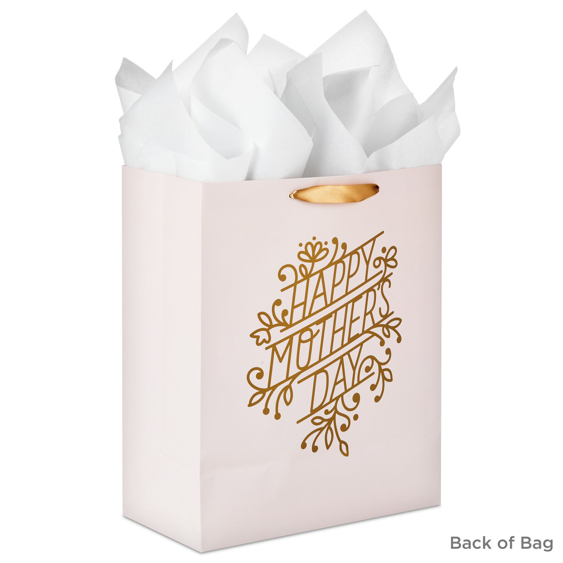13" Pink and Gold Large Mother's Day Gift Bag With Tissue Paper Gift