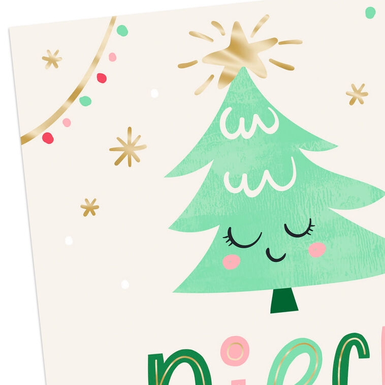 Smiling Cartoon Tree Niece Christmas Card Card Front Detail image number 4