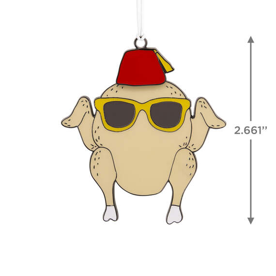 Friends Turkey in Fez and Sunglasses Moving Metal Hallmark Ornament, , large image number 3