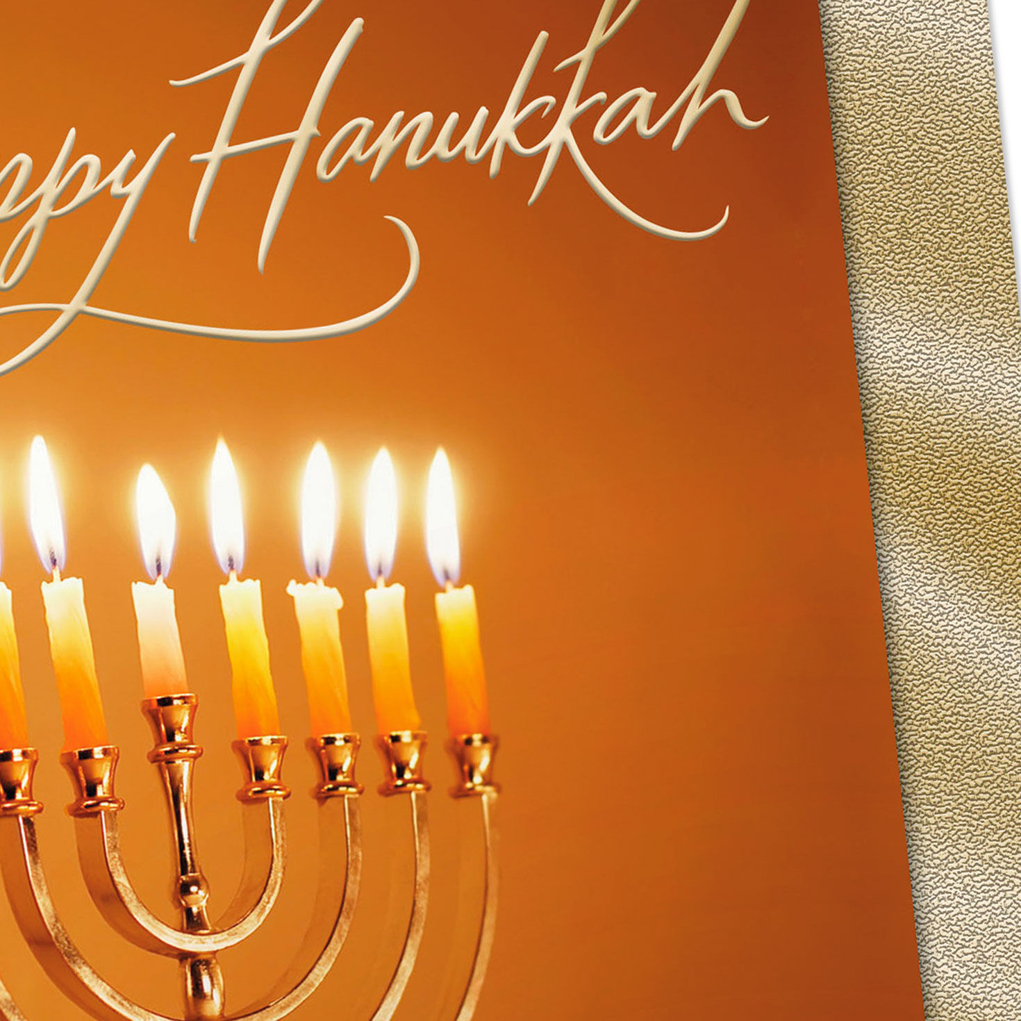 Lit Menorah Happy Hanukkah Card Card Front Detail image number 4