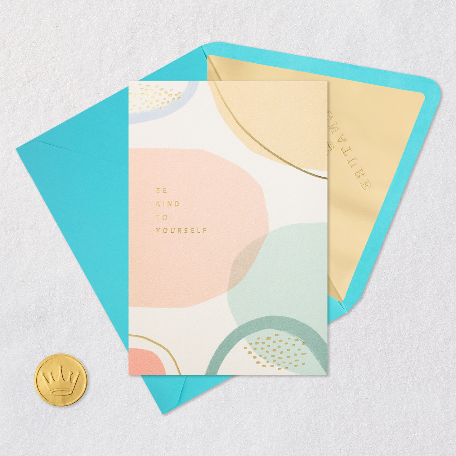 Abstract Pastel Orbs Support Card Card Front with Envelope and Gold Seal image number 5