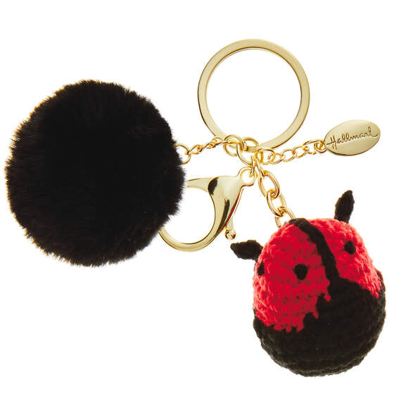 Crochet Ladybug and Pom-Pom Keychain, , large image number 1