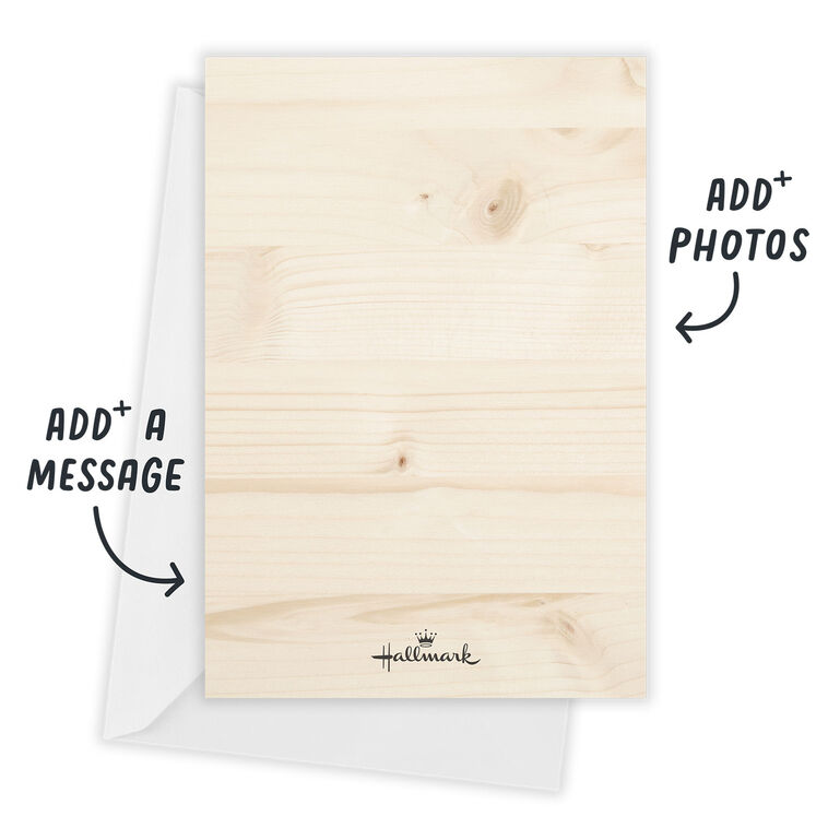 Trees Wood Border Personalized Wedding Invitation Card Back with envelope  indicating personalization image number 3