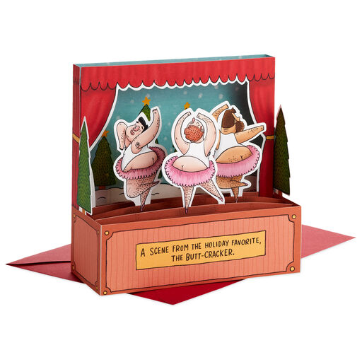 Butt-Cracker Ballet Funny 3D Pop-Up Christmas Card, 