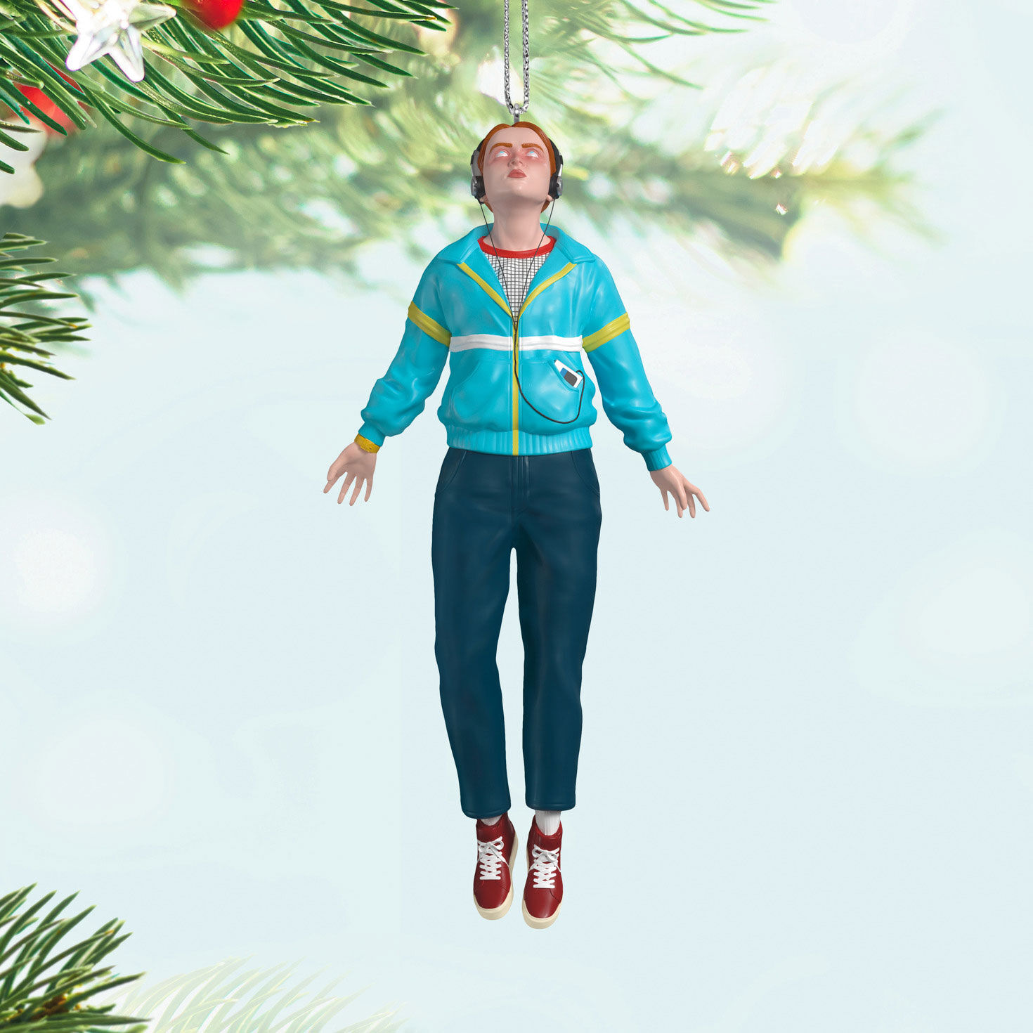 Stranger Things Girl Headphones Keepsake Ornament hanging on tree image number 2