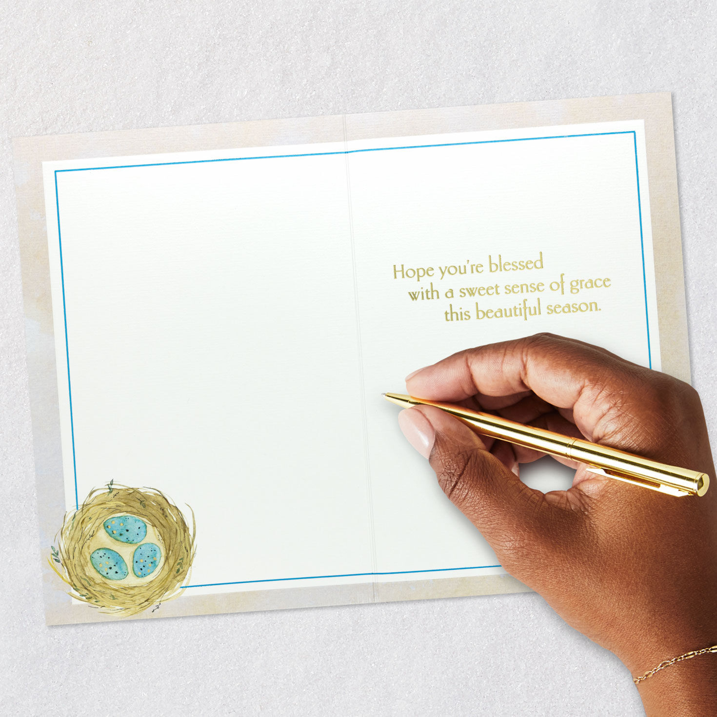 Bluebird and Nest With Eggs Easter Card Signing card image number 6