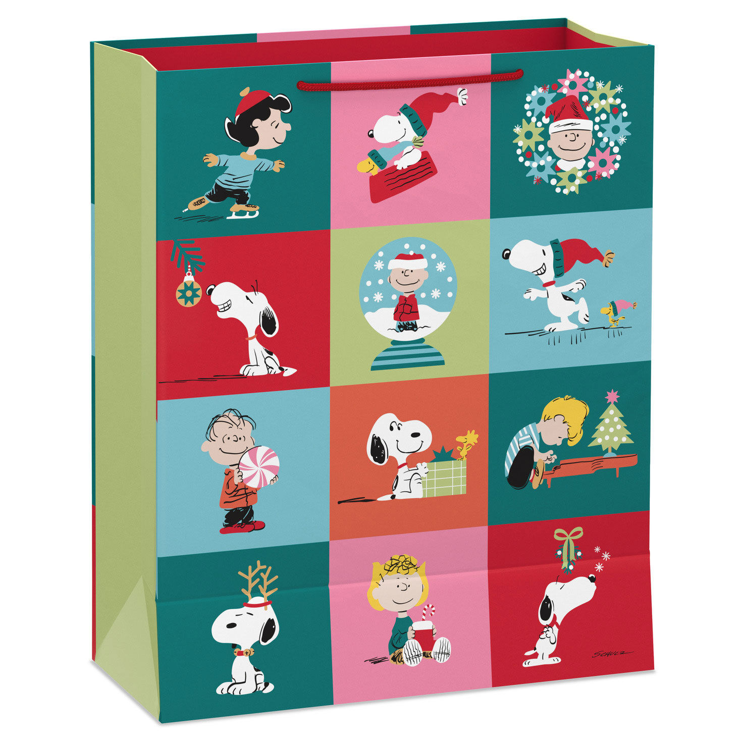 Peanuts Gang on Grid  XL Holiday Gift Bag back image number 6