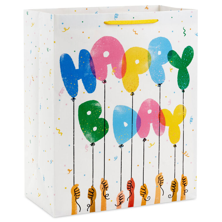 Hands Holding Balloons Large Birthday Gift Bag Front image number 1