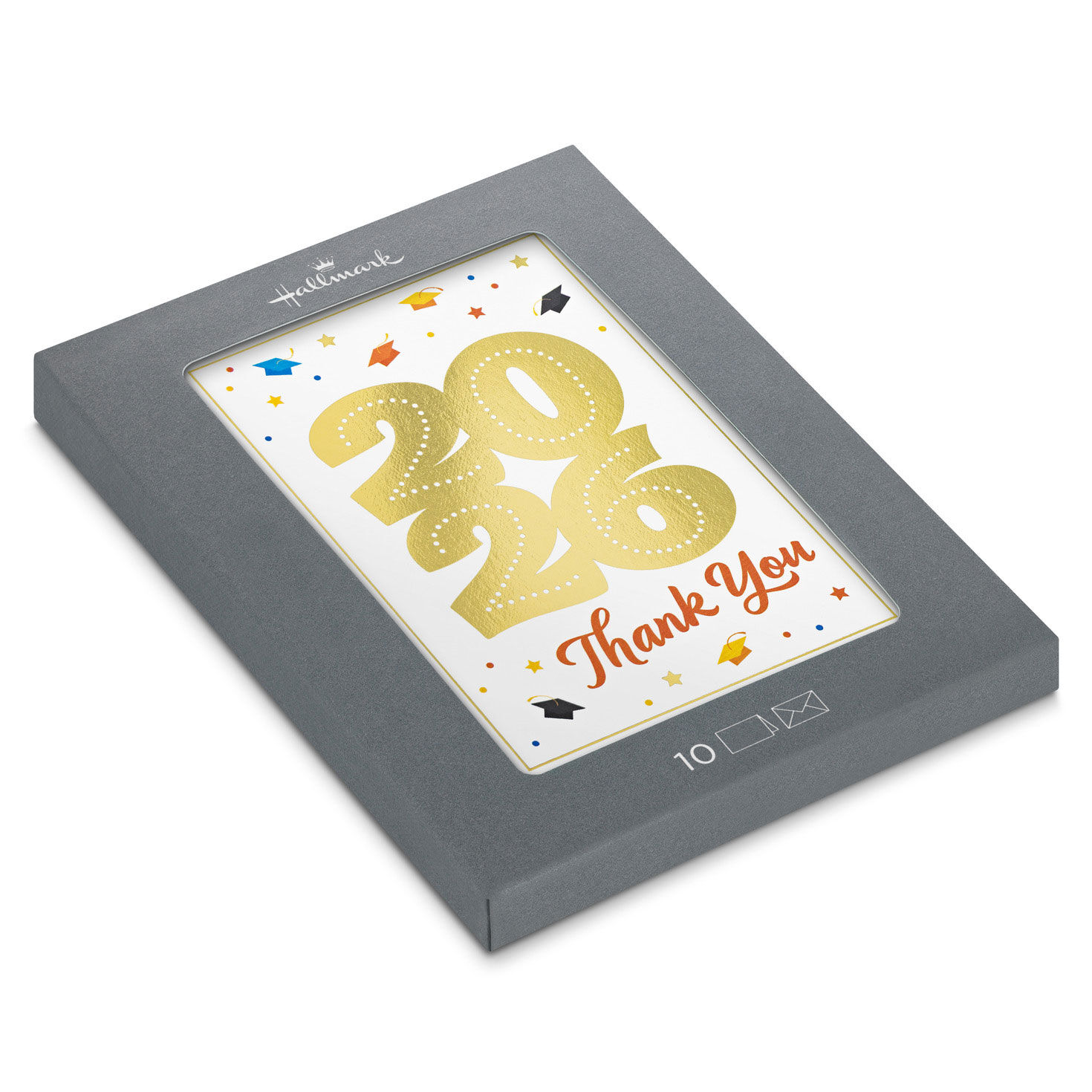 Grad Cap Confetti 2026 Graduation Thank You Note Cards, Pack of 10