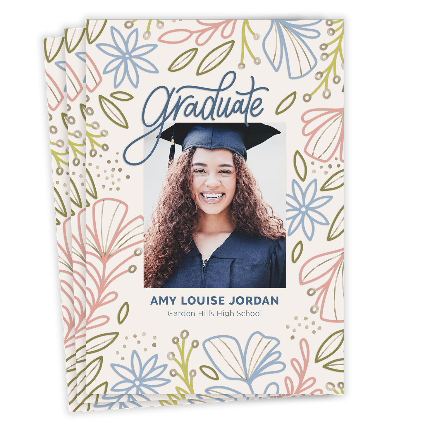 Floral and Flourish Flat Graduation Announcement