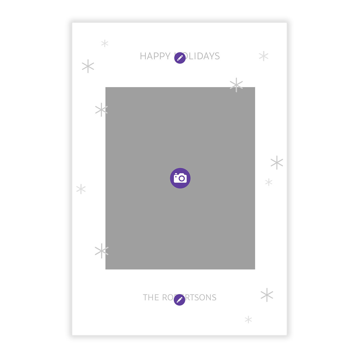 Silver Asterisks Personalized Holiday Photo Card Card Front indicating personalization image number 5