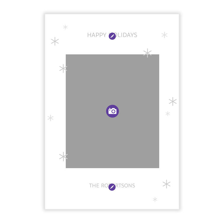 Silver Asterisks Personalized Holiday Photo Card Card Front indicating personalization image number 5