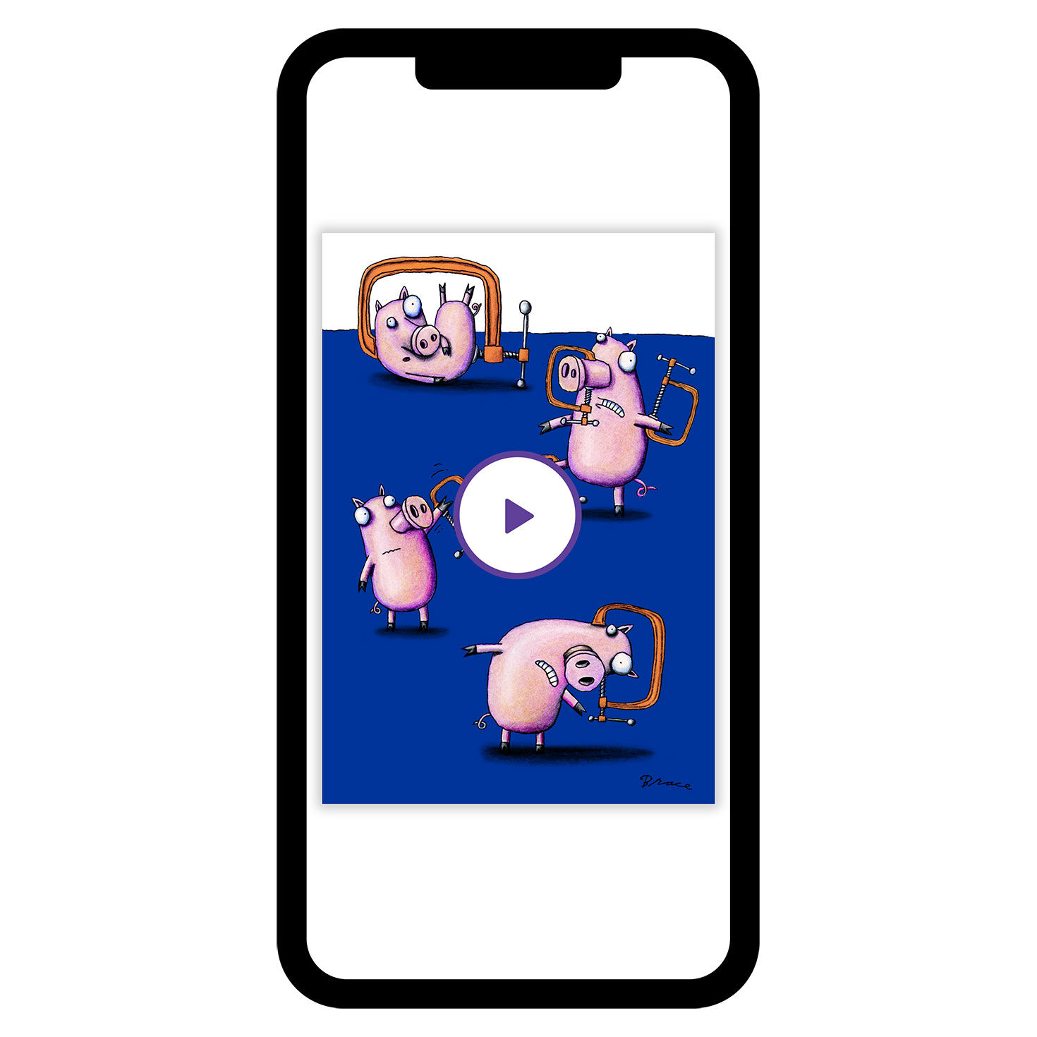 Clamped Pigs Funny Personalized Card phone with card front image number 1