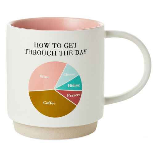 Get Through the Day Pie Chart Funny Mug, 16 oz., 