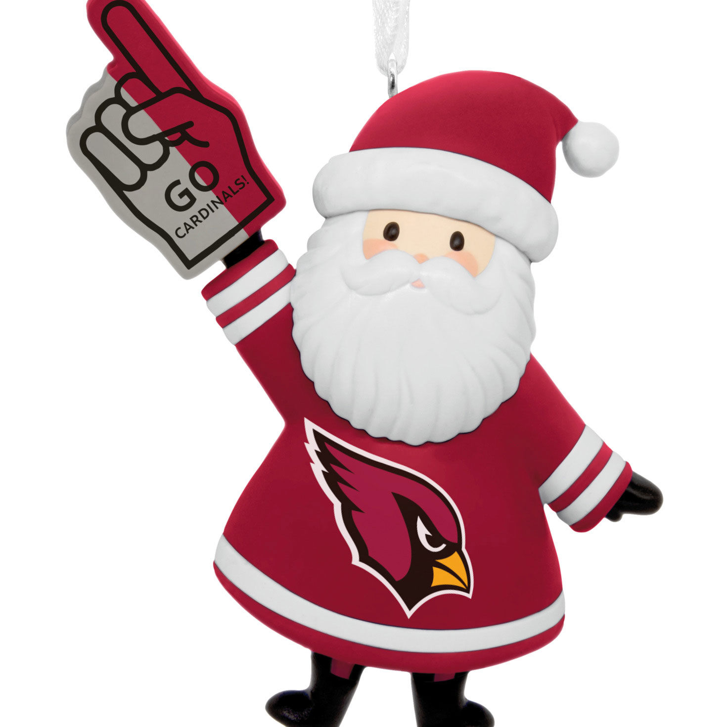Arizona Cardinals Santa Fan Christmas Ornament closeup view image number 5