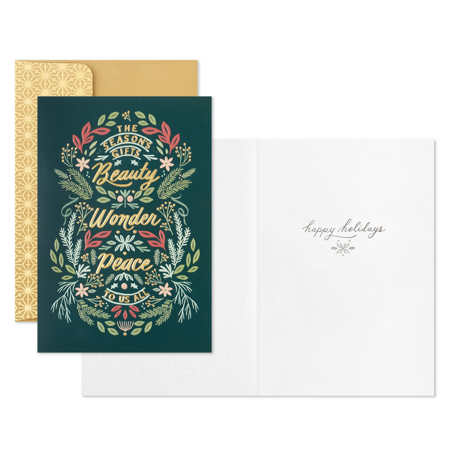 Quote Sign on Green Boxed Christmas Cards Pack Card Front with Sentiment image number 3