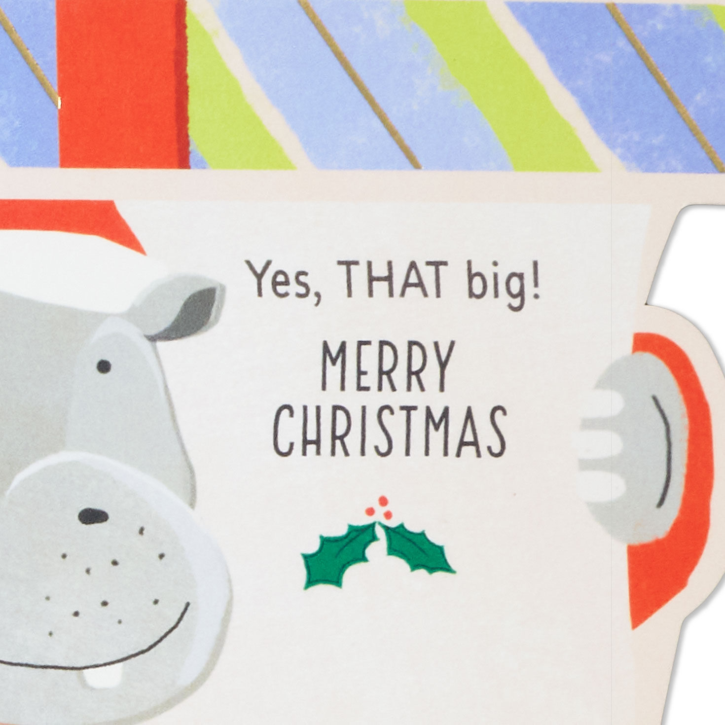 Hippo in Gift Box Paper Craft Christmas Card sentiment image number 2