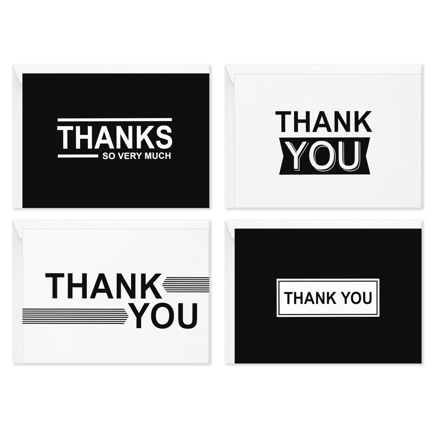 Black-and-White Assorted Blank Thank-You Notes, Pack of 48 - Note Cards ...