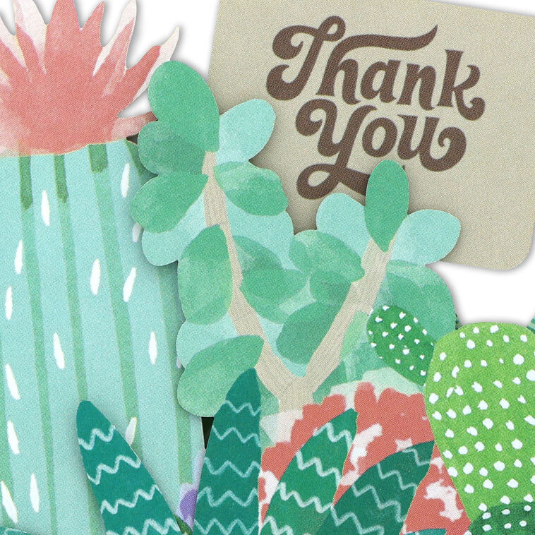 Potted Cactus and Succulents Blank Thank You Notes closeup view image number 4
