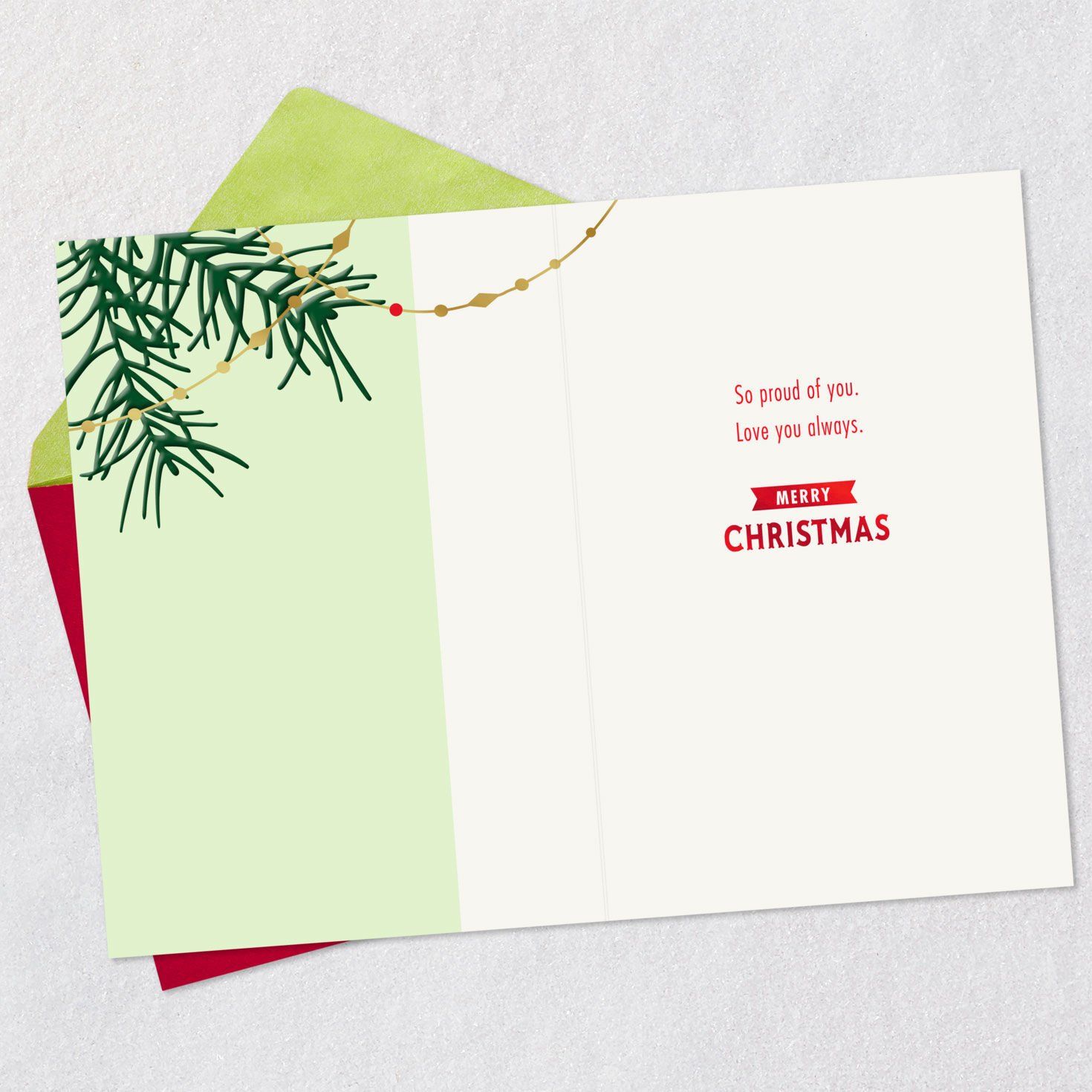 Ornament on Branch Christmas Card for Grandson Open card with envelope image number 3