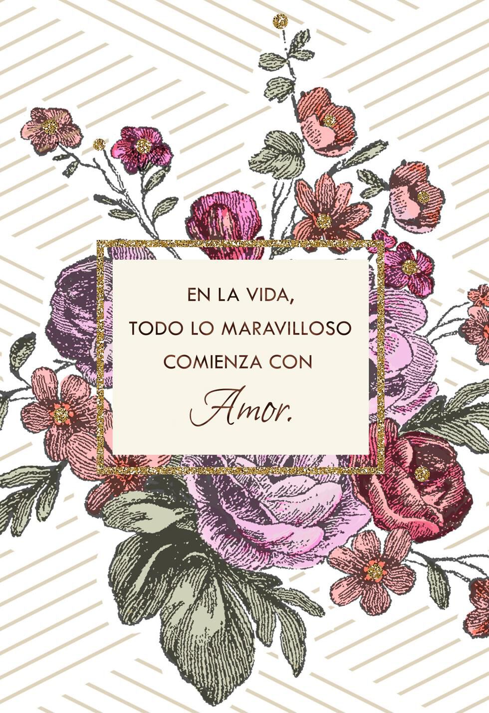 Everything Starts With Love Spanish-Language Wedding Card