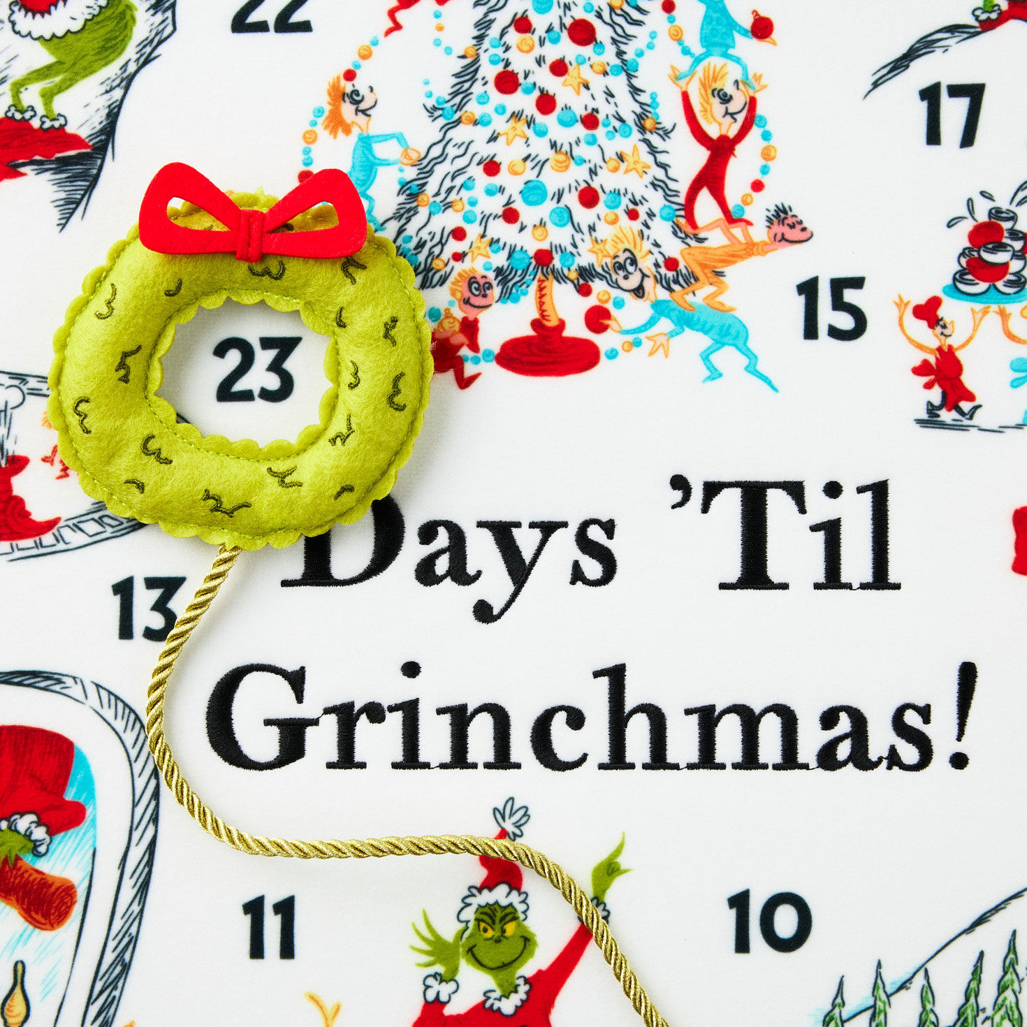 Grinch Fabric Wall-Hanging Countdown Calendar upclose view image number 4