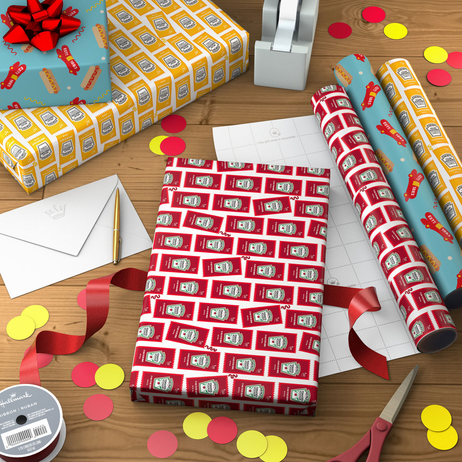 Wienermobile, Ketchup, Mustard Mini Gift Wrap Rolls  image number 3
