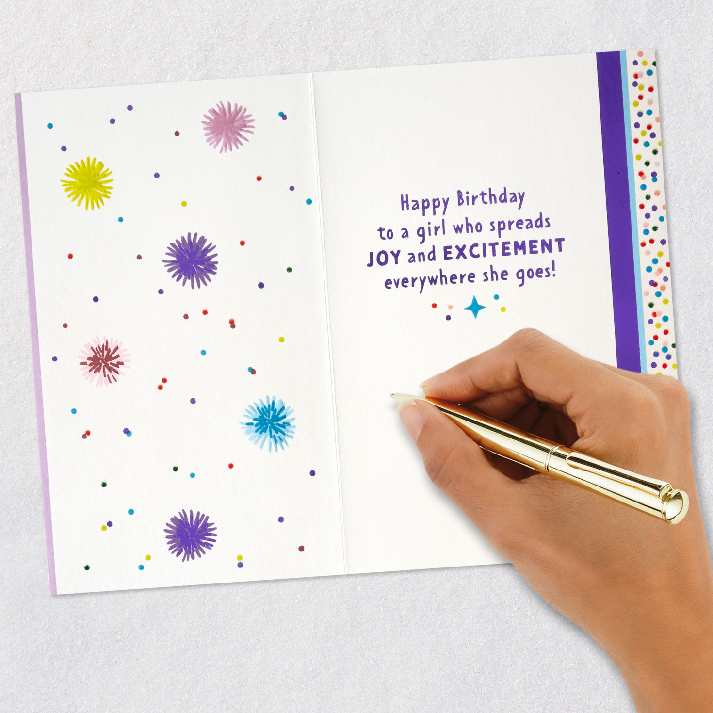 Cake With Candle and Confetti Goddaughter Birthday Card Signing card image number 7