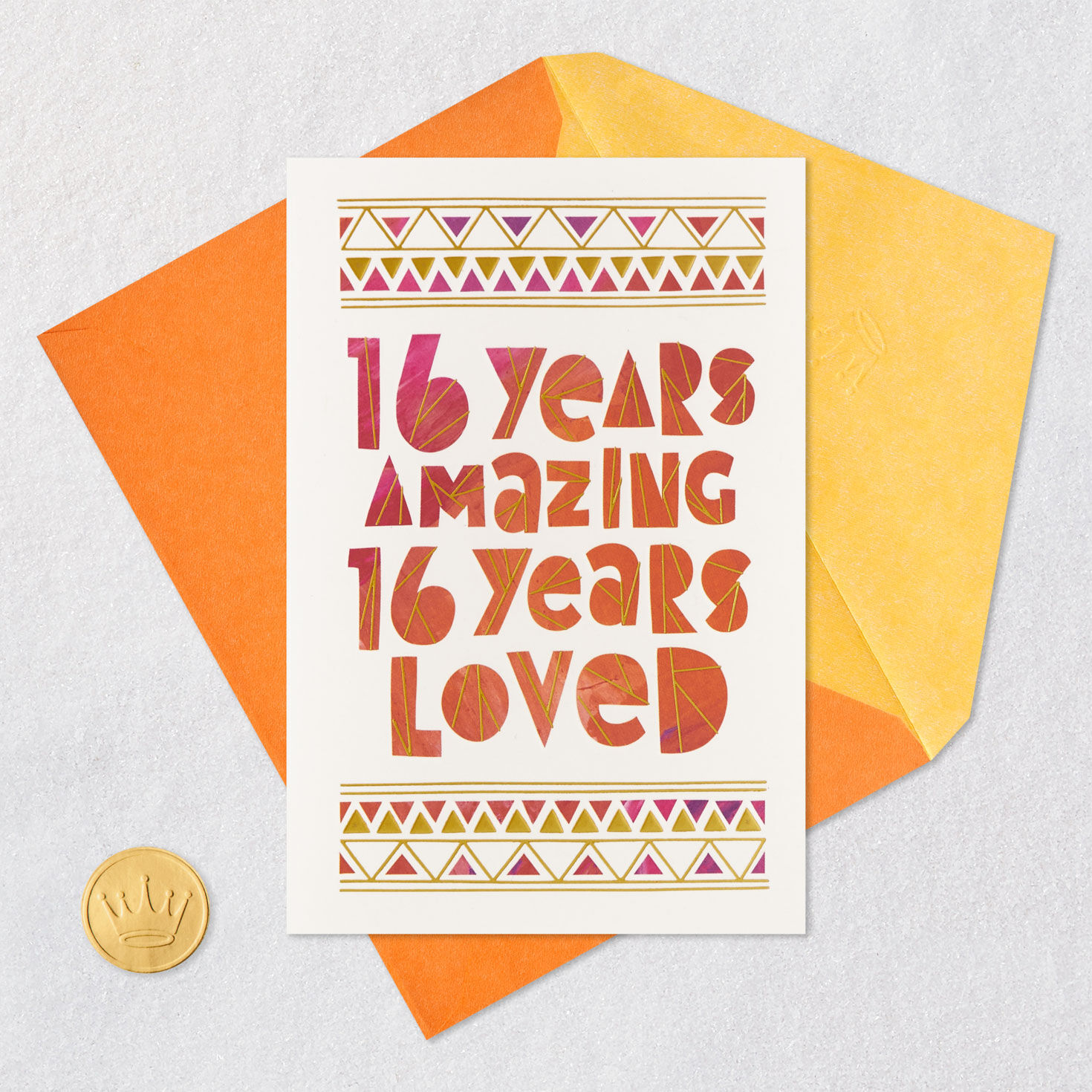 Red and Orange Lettering 16th Birthday Card Card Front with Envelope and Gold Seal image number 5