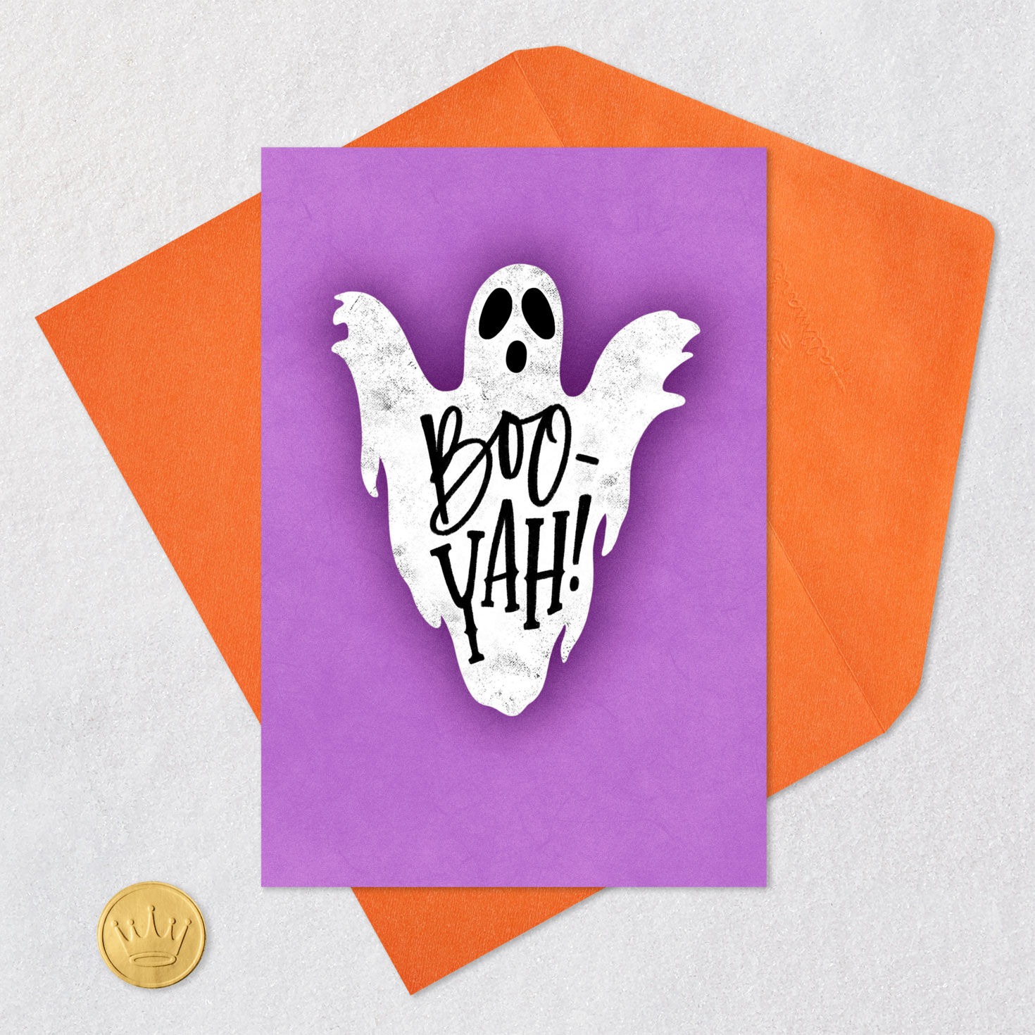 Boo-Yah Halloween Card Card Front with Envelope and Gold Seal image number 5