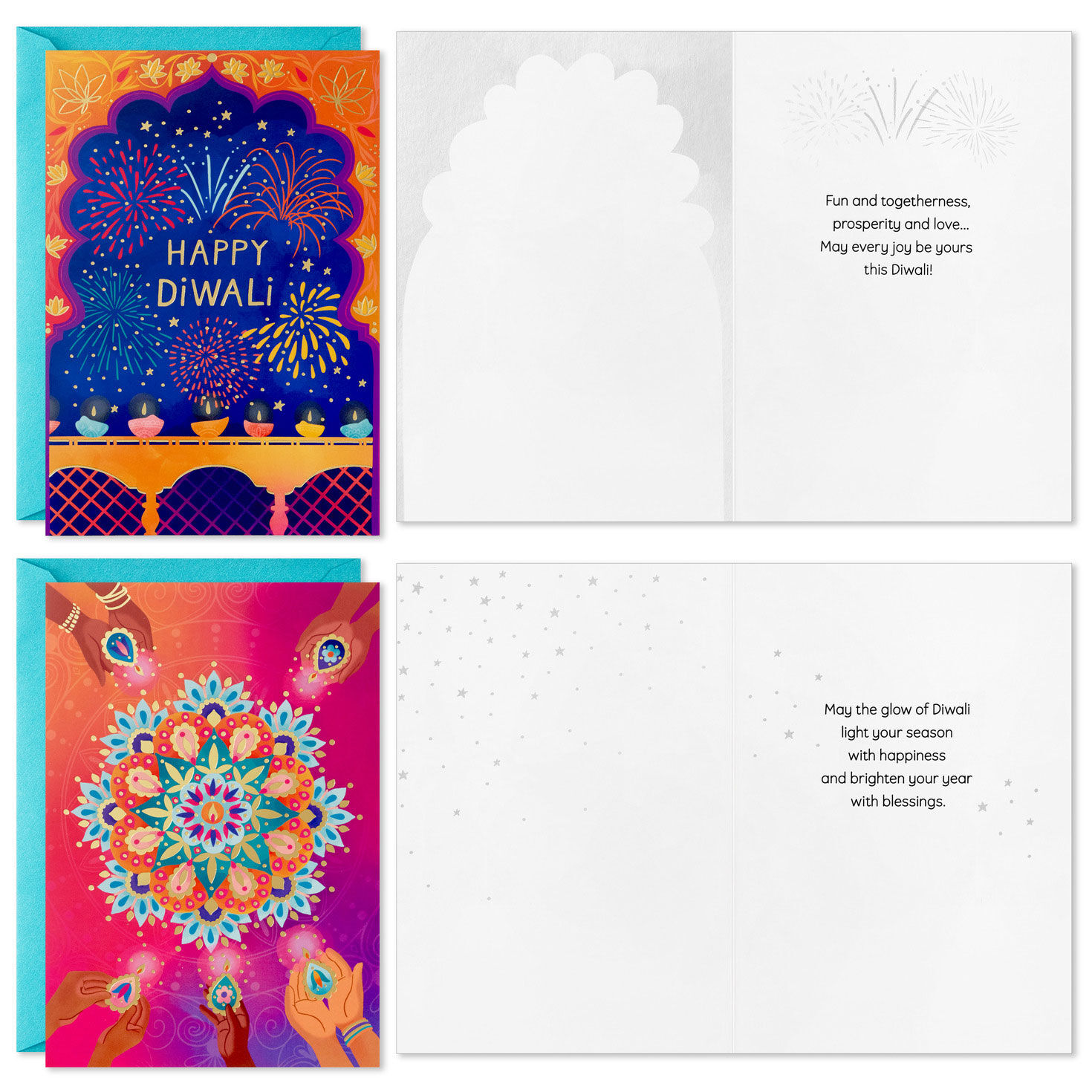 Colorful Mandala and Candle Diwali Card Assortment Card Front with Sentiment image number 2