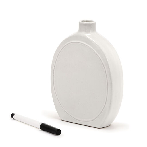 Write On! Oval Ceramic Vase With Dry Erase Marker, 6", 