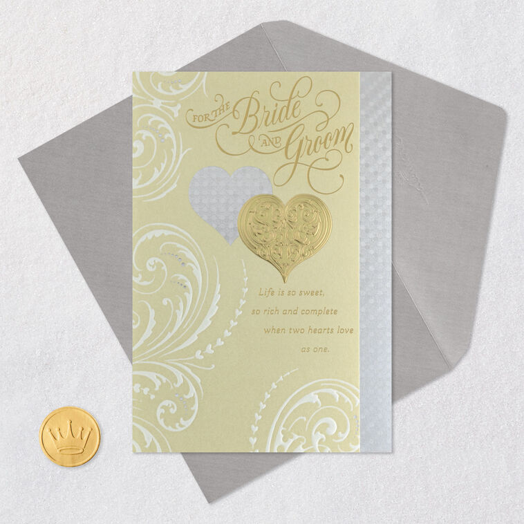 Silver and Gold Heart Wedding Card from Us  image number 5