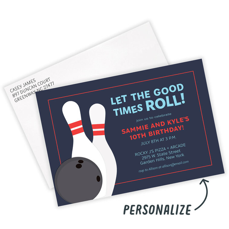 Let the Good Times Roll Bowling Party Invitation, , large image number 2