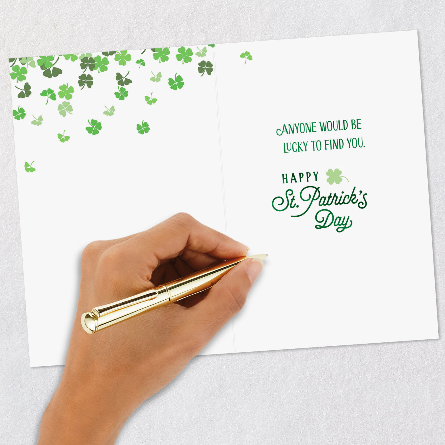 Shamrock of 4-Leaf Clovers St. Patrick's Day Card Signing card image number 6