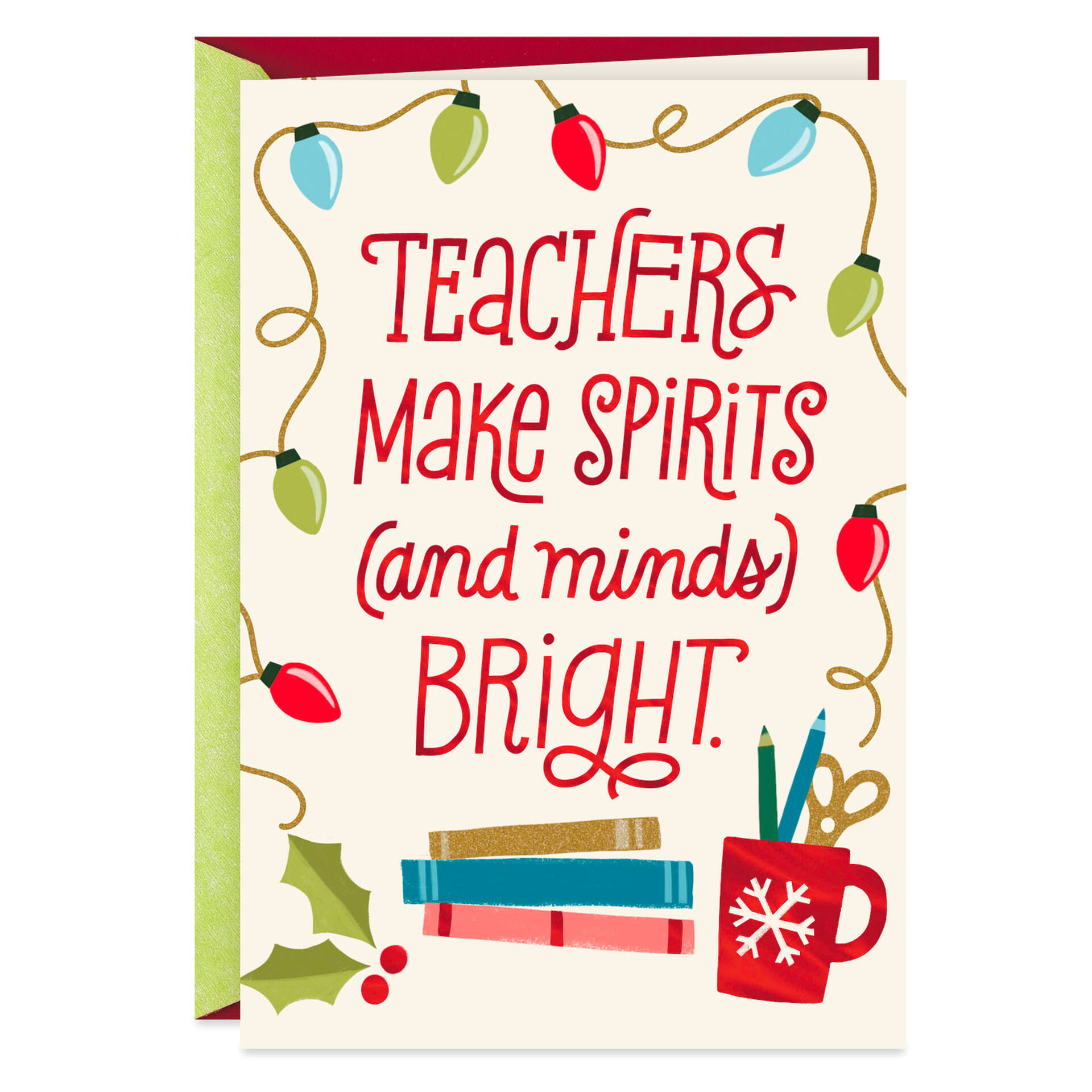 Bright Spirits and Minds Thank You Christmas Card for Teacher - Greeting Cards - Hallmark
