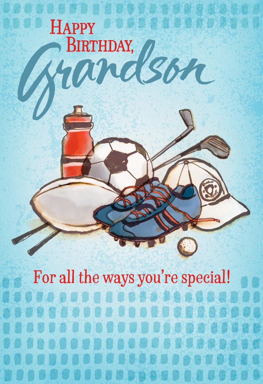 Sports Equipment Birthday Card for Grandson - Greeting Cards - Hallmark