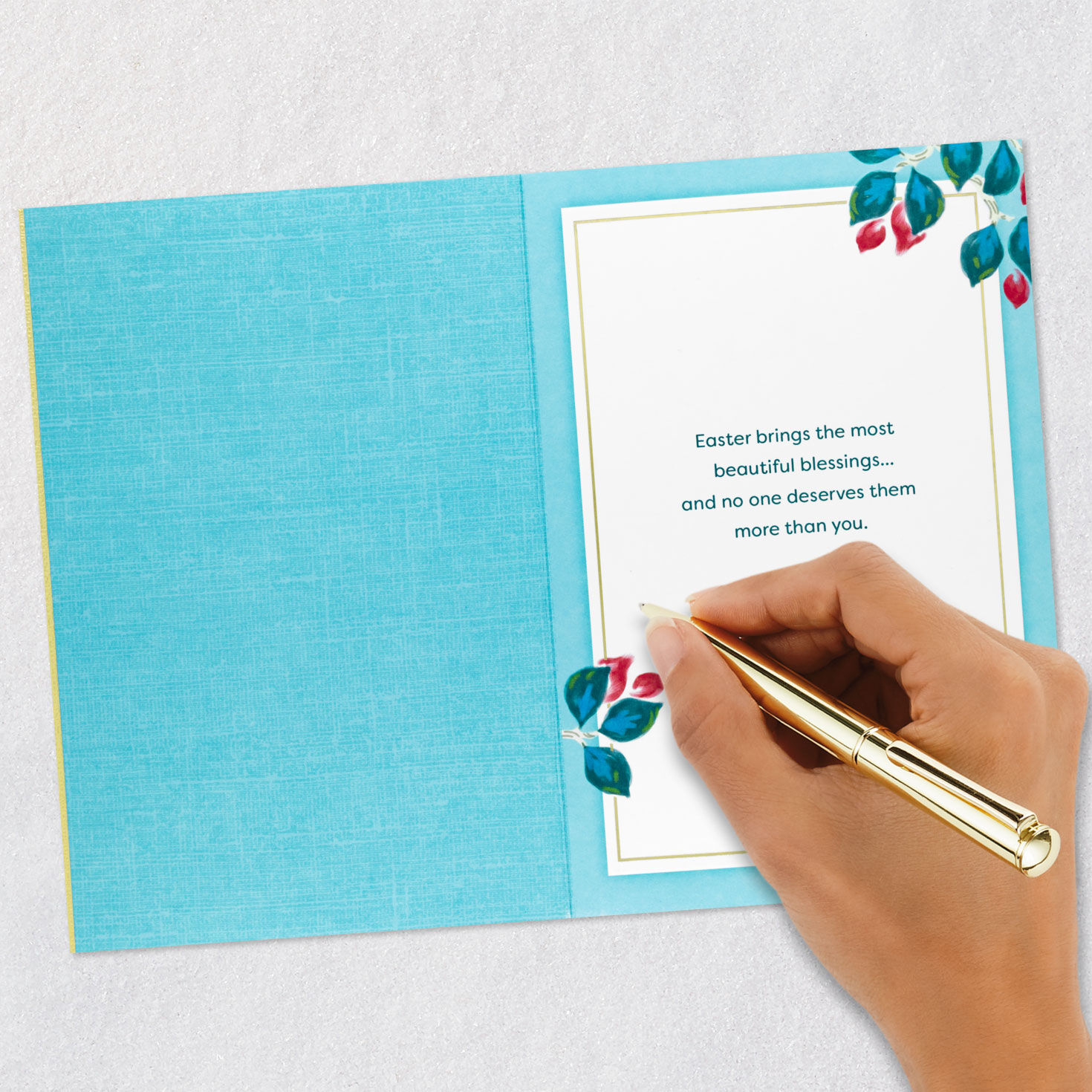 Bird and Spring Flowers Egg-Shaped Easter Card Signing card image number 6