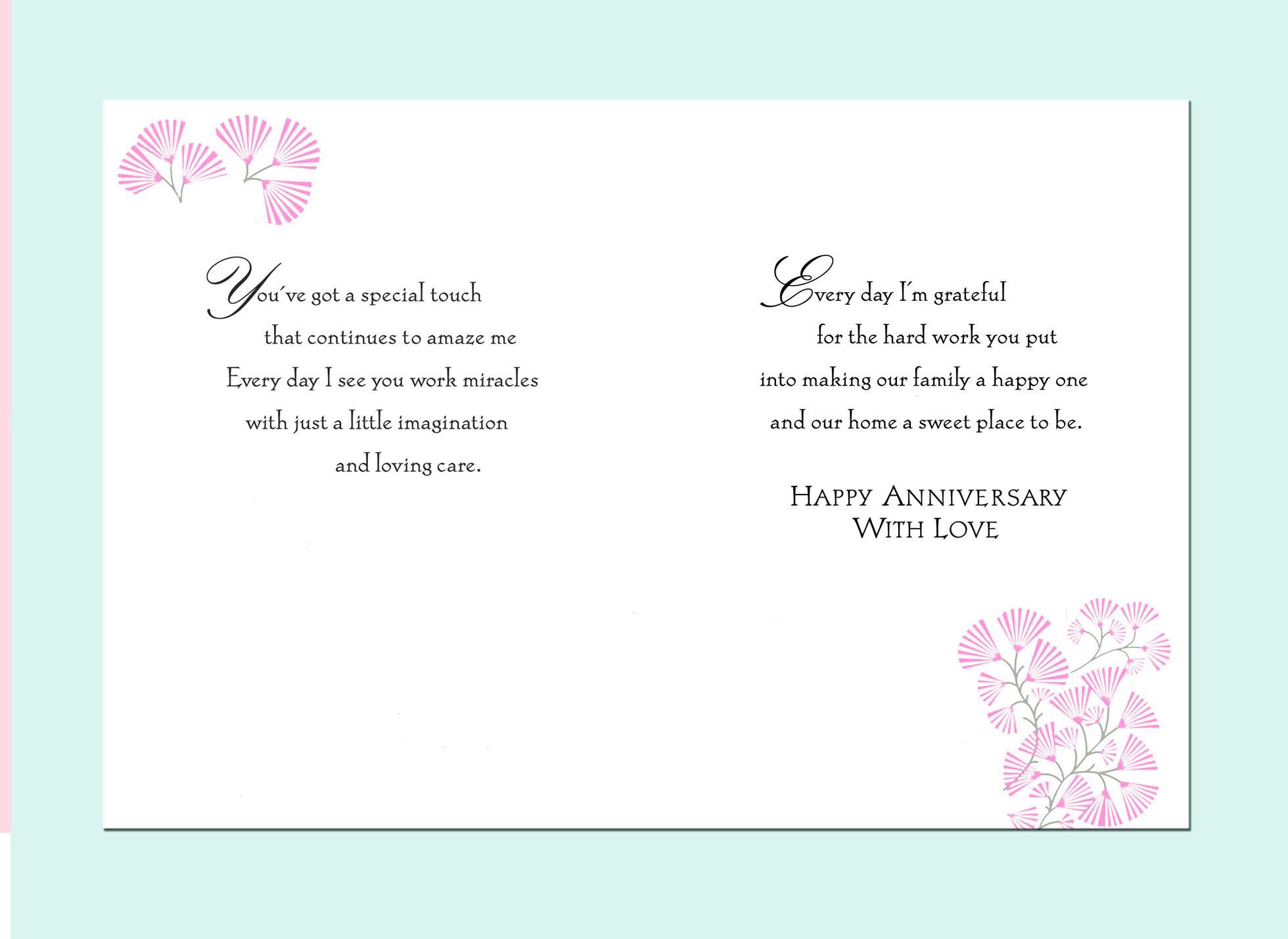 Vase of Flowers Anniversary Card For Wife
