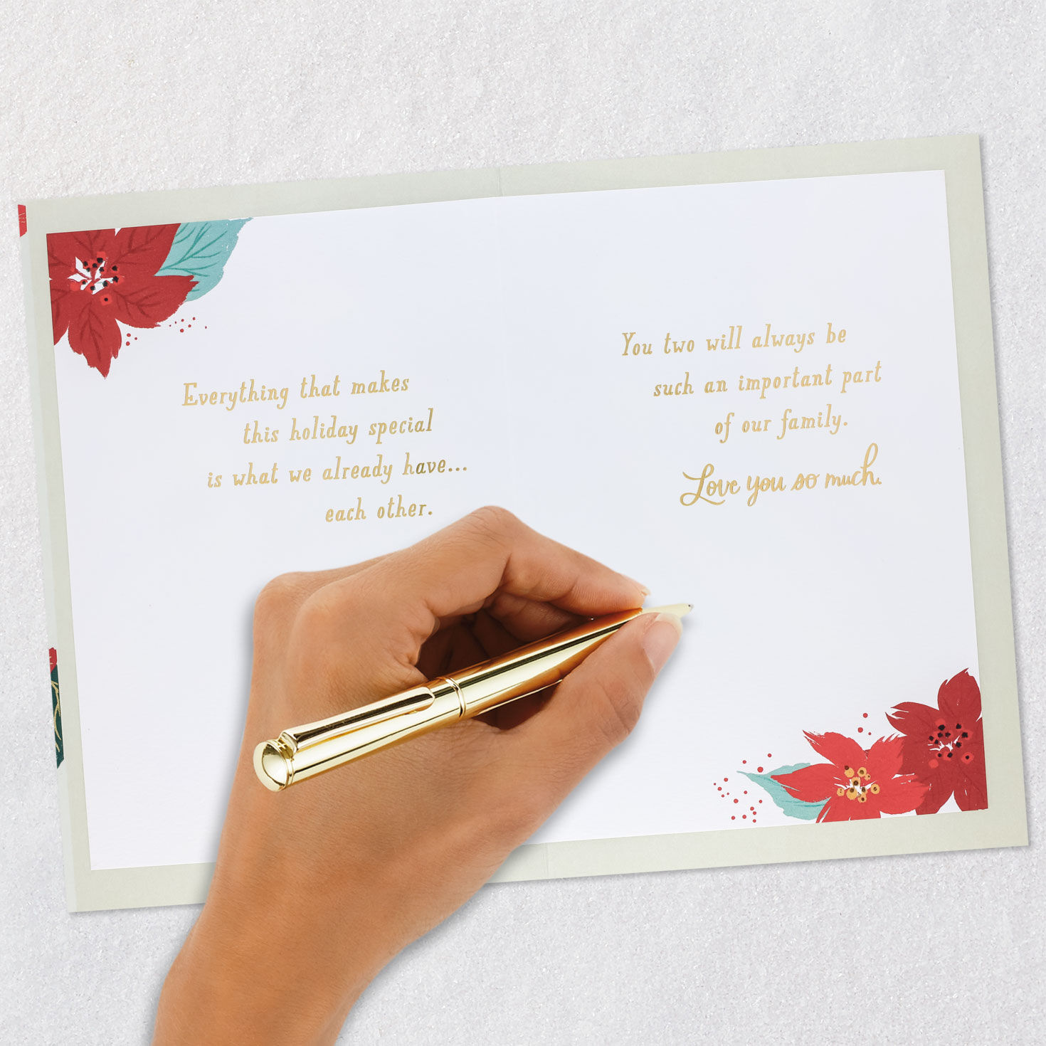 Poinsettia Christmas Card for Daughter and Son Signing card image number 7