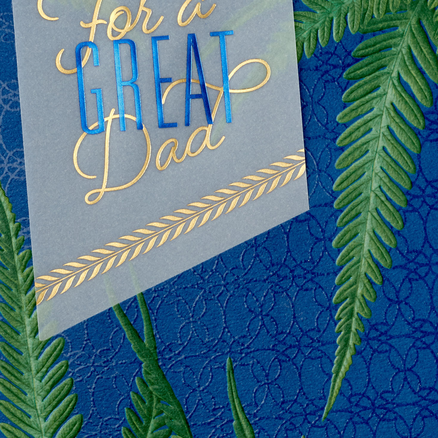 Green Ferns on Blue Father's Day Card Card Cover Detail image number 5