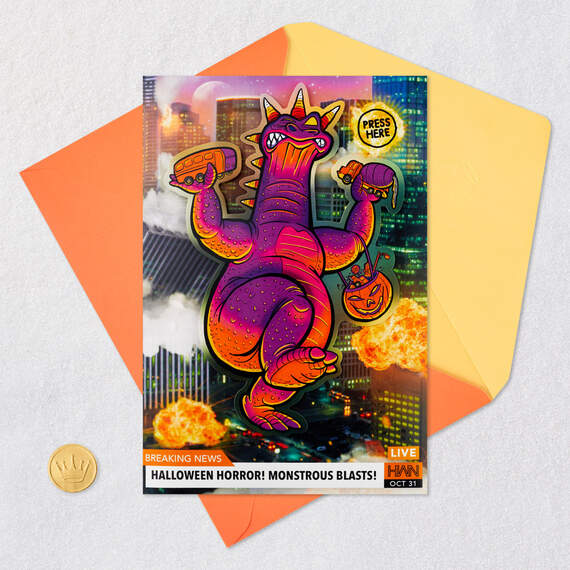 Farting Monster Funny Halloween Card With Sound and Motion, , large image number 5