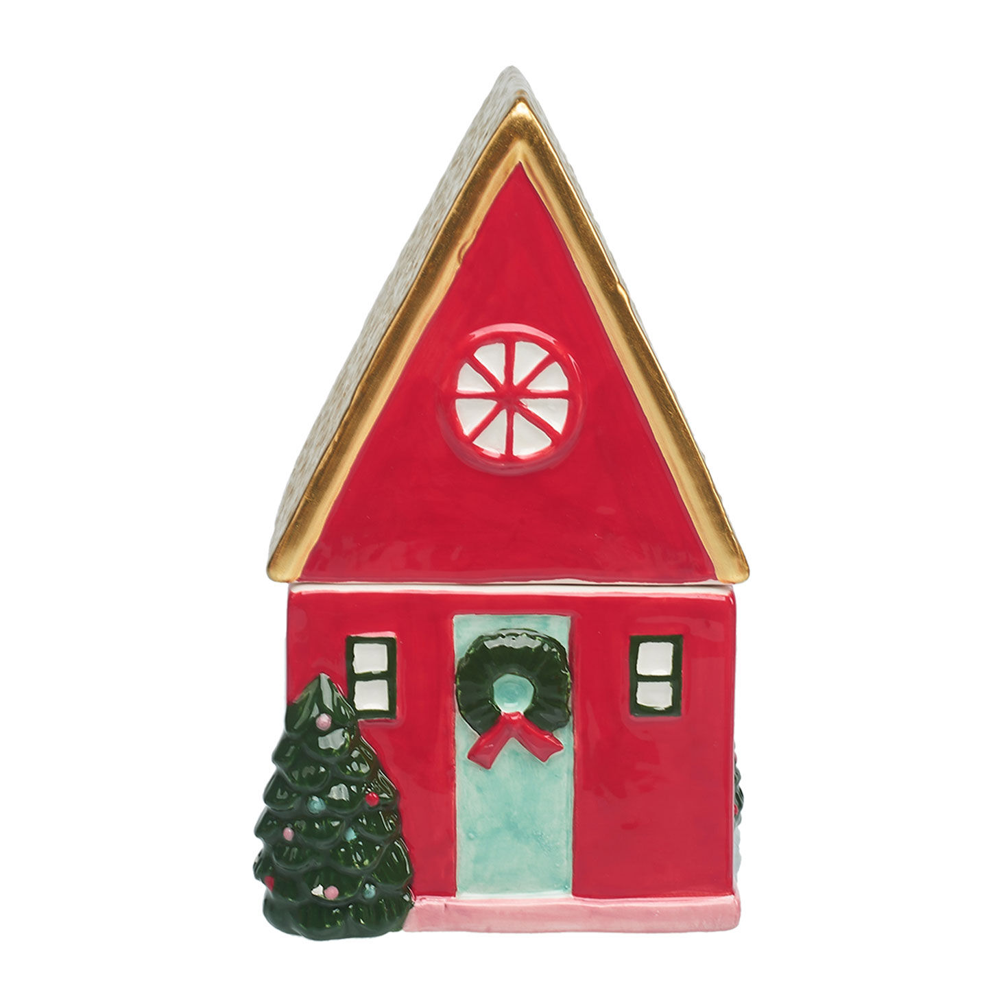 Vanilla Cinnamon Crunch Scented Ceramic Red House Candle